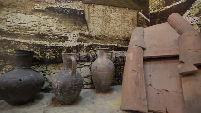 Музей-заповедник Танаис, кувшины, фрагменты изделия из глины Танаис, музей, экспозиция, экспонаты,...