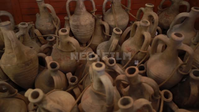 Tanais Museum-Reserve, amphorae in a boat, change of focus Tanais, museum, exhibition, exhibits,...