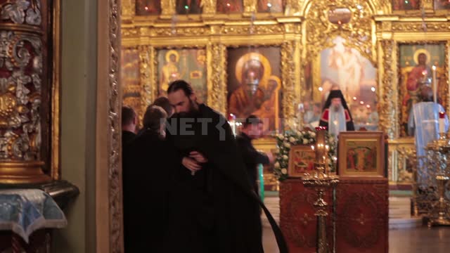 Trinity-St. Sergius Lavra, the priest leaves the hall Trinity-Sergius Lavra, landmark, worship,...