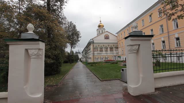 Trinity-Sergius Lavra, a classroom building of the Moscow Theological Academy (MDA) with a view...