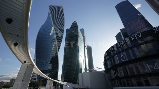 Moscow-city Moscow City business center, landmark, skyscrapers, clouds, sunlight, timelapse