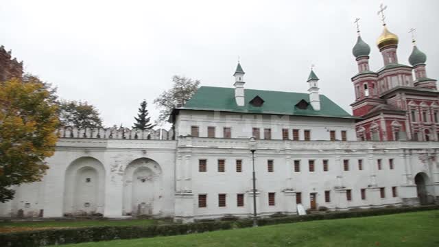 Novodevichy monastery, panorama on the walls, shooting with camera rotation Novodevichy monastery,...