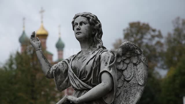 Sculpture of an angel on the territory of the Novodevichy monastery Moscow, landmark, monastery,...