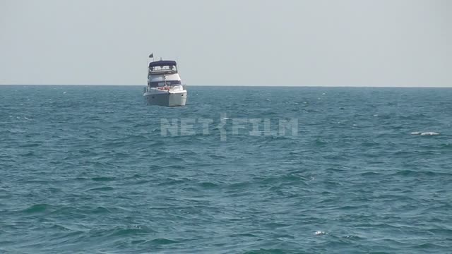 Черное море, прогулочный катер качается на волнах лето, море, отдых, турист, яхта, катер, волны