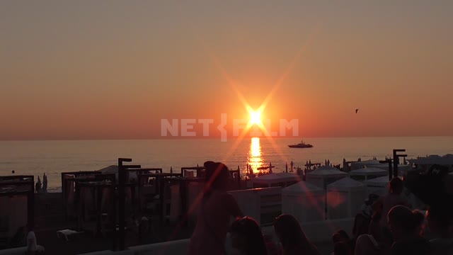 Sunset over the Black Sea summer, black sea, sunset, evening, embankment, tourist, vacation,...