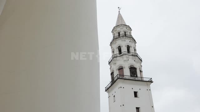 Nevyanskaya inclined tower, view from the Spaso-Preobrazhensky Cathedral, shot from the side, from...