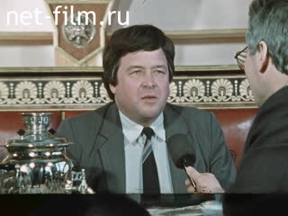 Footage Says the general director of the agricultural firm "Petrovsky", candidate for People's Deputies of the RSFSR S. M. Akhmetov. (1990)