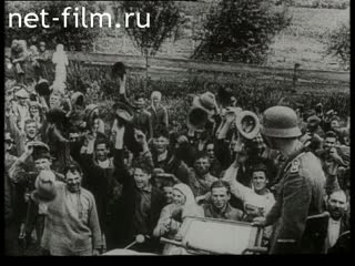 Footage German troops in the western Ukrainian village Pomorzany. (1941)
