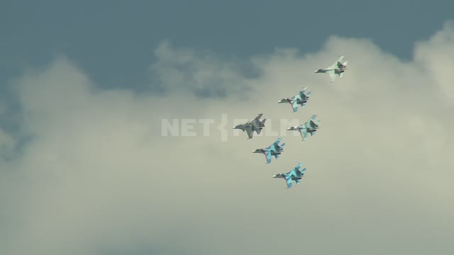 Higher aerobatics performed by "Falcons of Russia".
In the sky at the same time 6 aircraft Fighter...