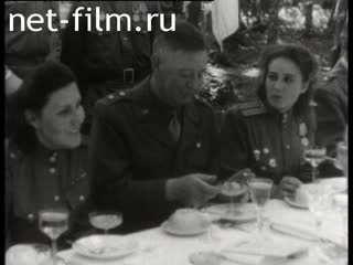 Footage Soviet-American banquet in honor of the victory over Germany. (1945)