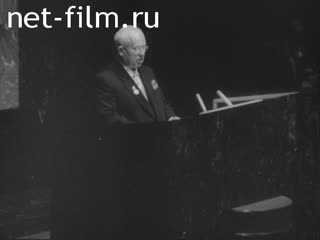 Footage Speech by NS Khrushchev at the 14th session of the UN General Assembly. (1959)