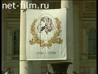 Footage Celebrating the 200th anniversary of Alexander Pushkin in Moscow. (1999)