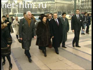 Footage Official visits of Nursultan Nazarbayev, USA and France. (1990 - 1999)
