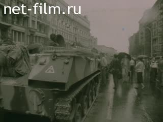 Footage Armored vehicles on the streets of Moscow in August 1991. (1991)