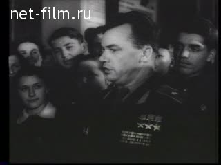 Footage I. Kozhedub at the Museum of Aviation. (1949)
