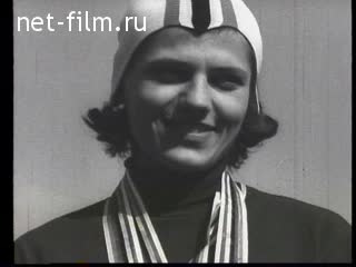 Footage Olympic gold medalist in speed skating L. Titova. (1968)