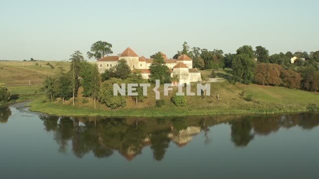 Aerial photography.
Overall plan.
Locality.
Monastery.
The sky in the haze.
Green...