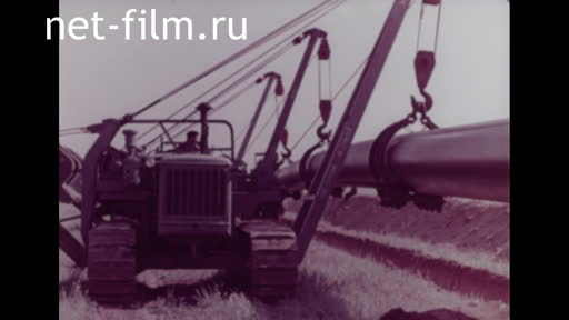 Footage On the route of the Bukhara-Ural gas pipeline. (1963)