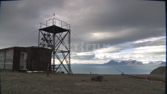 The observation tower on the seafront Russian North, module, cabin, observation deck,tower design,...
