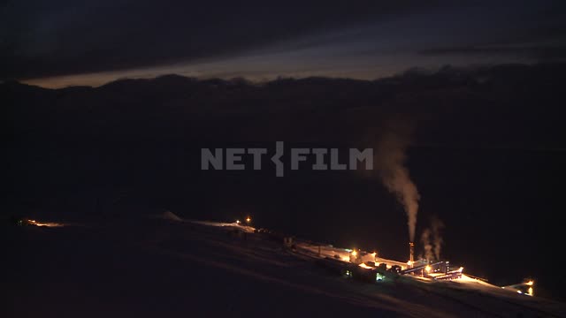 Night view of the industrial area. Russian North.
Industrial...