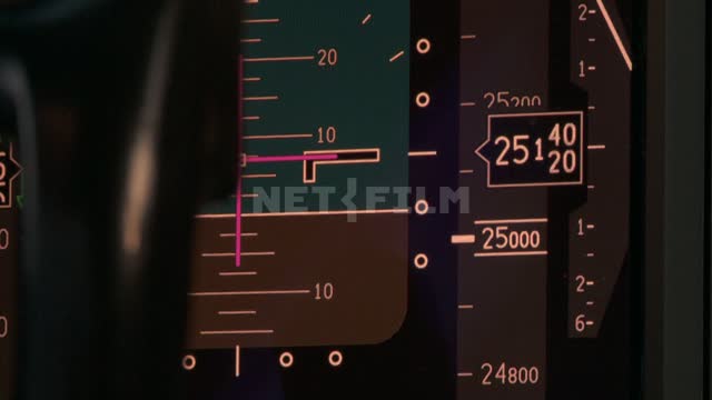 Aircraft instrument panel. Russian North, equipment, scale, plane, cockpit, altimeter.