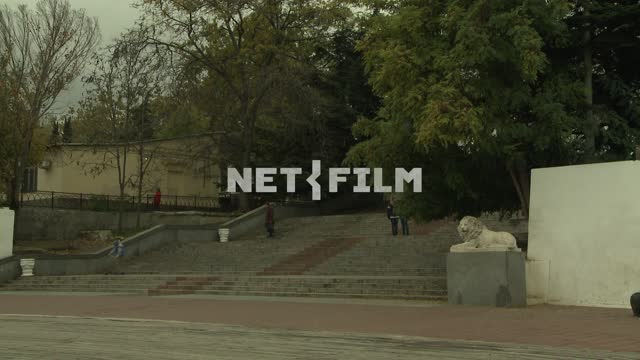 Primorsky Boulevard in Sevastopol. Sevastopol.
Steps.
People.
Sculpture of a...