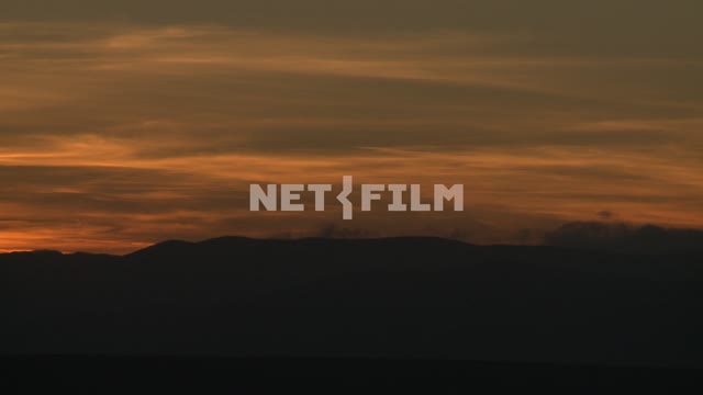 Panorama of mountains at sunset Koktebel, mountains, sunset, haze, clouds, trees, evening