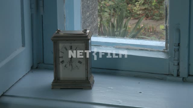 Antique clock on the window sill in the house-Museum M. A. Voloshin Koktebel, clock, alarm clock,...