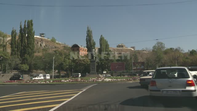 Travel by car through the streets of Yerevan. Transport.
Car.
Road.
Monument.
Architecture.
Day.
