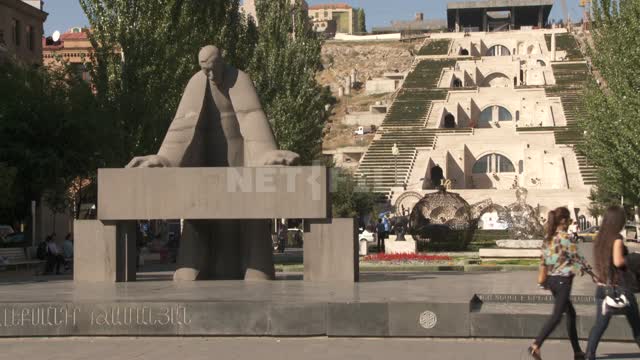 Grand cascade in Yerevan. Architecture.
Building.
Park.
Sculptures.
Ladder.
People.