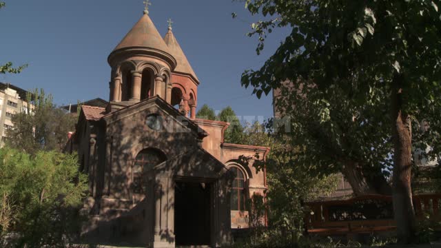 Church of the Holy virgin in Yerevan. Architecture.
Believers.
Chapel.
Bell tower.