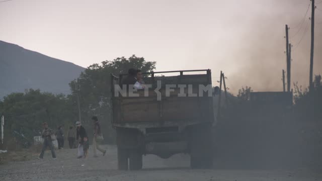 Truck moving on the road in the direction of Tatev. Transport.
Tatev...