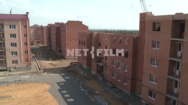 New building, block of houses of red brick. Architecture, building , house, brick, five-storey...
