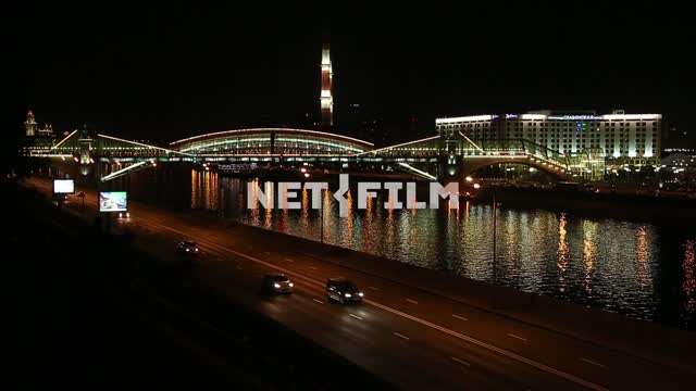View of the illuminated bridge of Bohdan Khmelnytsky. Bridge
The Moscow river,
Rostov...