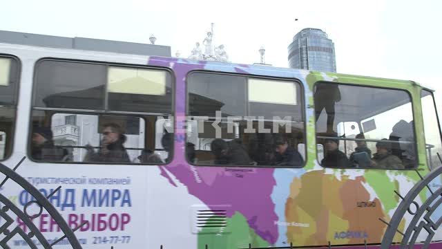 The tram passes by the theater building. transport, Yekaterinburg, theatre, tram, street,