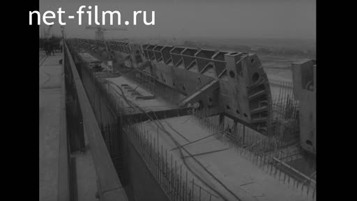 Footage The construction of a protective dam in Leningrad in the Gulf of Finland. (1984)
